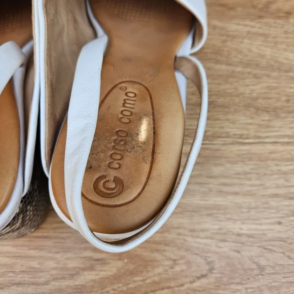 Corso Como Geox Women's White and Brown Wedge Sandals Size 7.5 - Picture 12 of 16